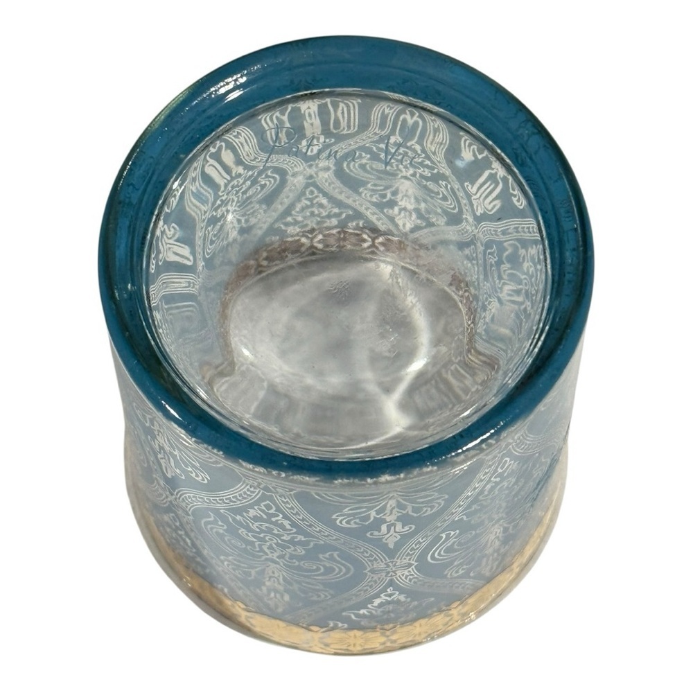 ANTHROPOLOGIE PATINA VIE Blue With 18kt Gold Filigree Tumbler NEW - Picture 3 of 4